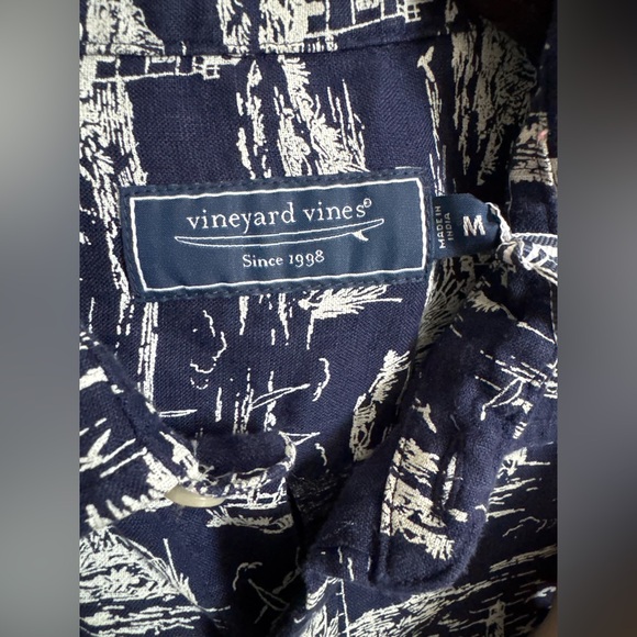 NWT Vineyard Vines Men's Ocean View Toile Linen Short Sleeve Shirt Medium - Picture 3 of 5